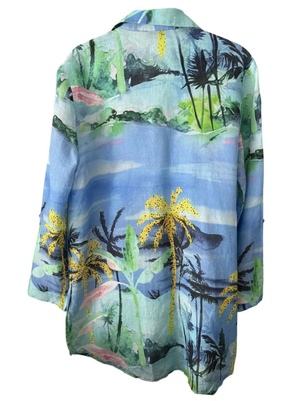 Princess Goes Hollywood Womens Linen Tropical Print Button-Up Shirt Medium Beach - Picture 5 of 6